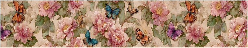 IOHEFY Floral Wallpaper Border 196x4 Inch Vintage Rose Peel and Stick Wall Border Removable Flower Wall Trim for Kitchen Bathroom Bedroom Living Room Rustic Farmhouse Decor - Image 2